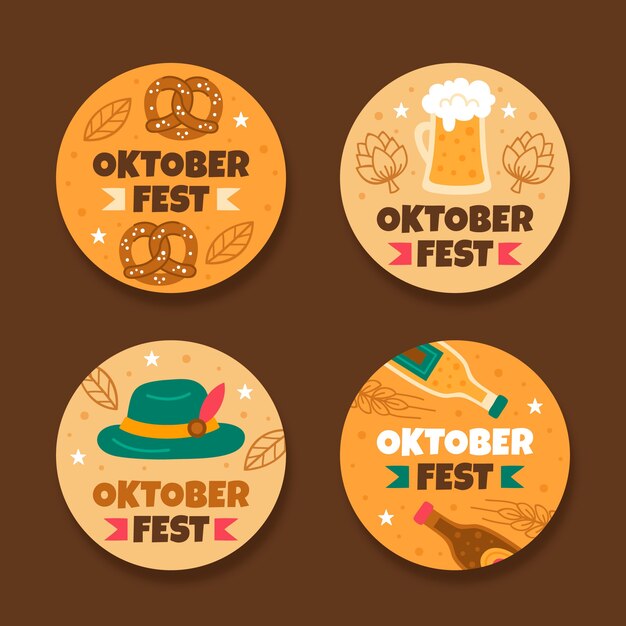 Coleção de rótulos planos para o festival oktoberfest