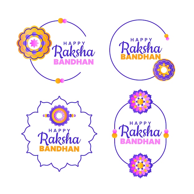 Coleção de rótulos raksha bandhan gradiente