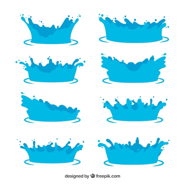 Vetor grátis coleção de salpicos de água em estilo simples
