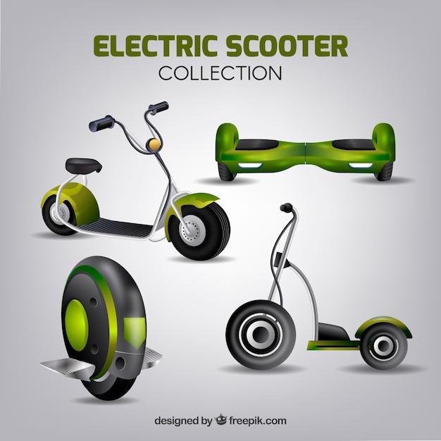 Coleção de scooter elétrico realista