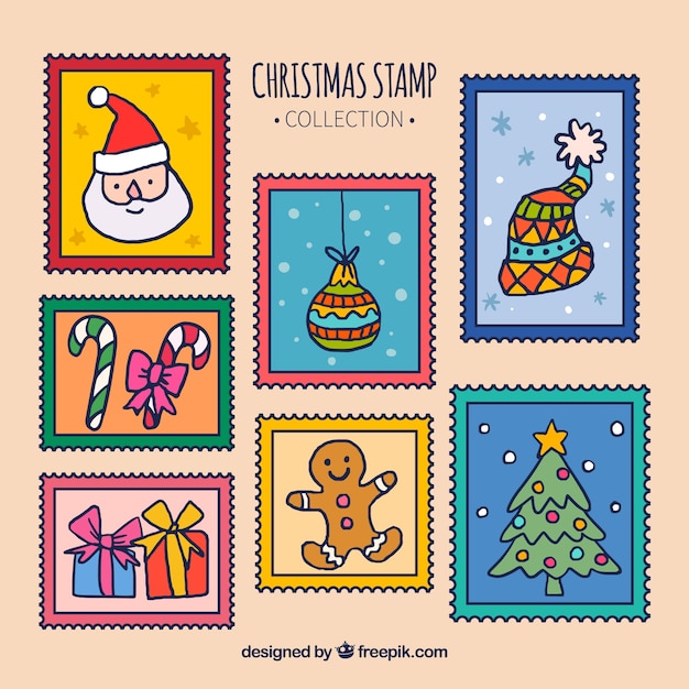 Vetor grátis coleção de selo de natal