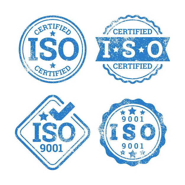 Vetor grátis coleção de selos de certificação iso