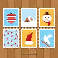 Vetor grátis coleção de selos de natal