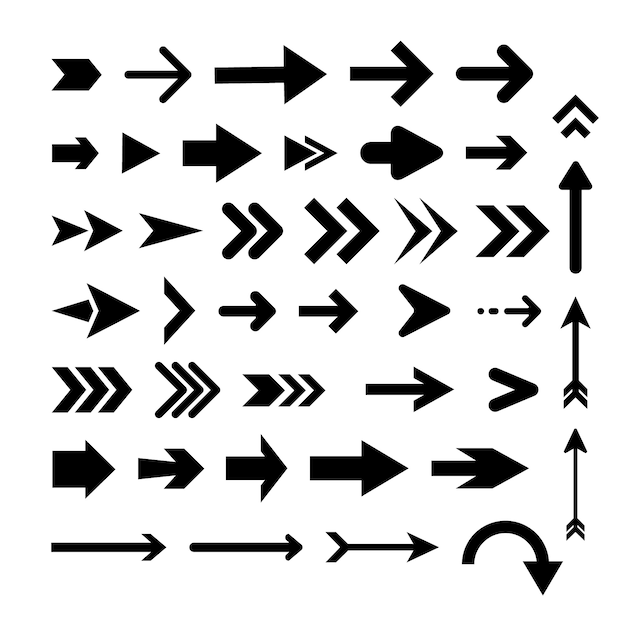 Vetor grátis coleção de setas de design plano