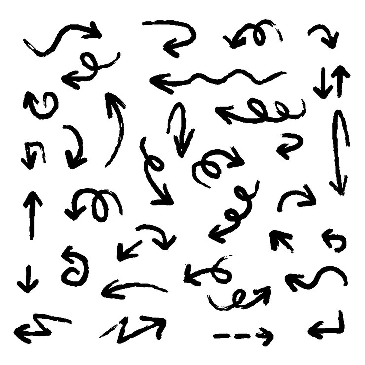 Coleção de setas desenhadas à mão