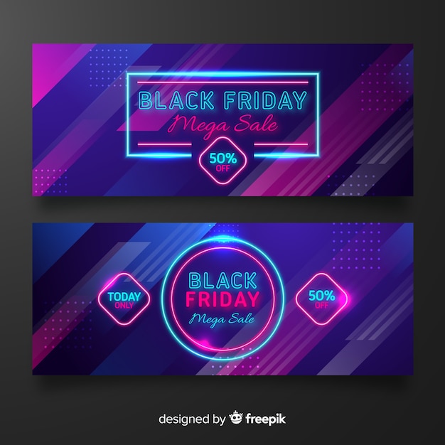 Coleção de sexta-feira negra neon de banners