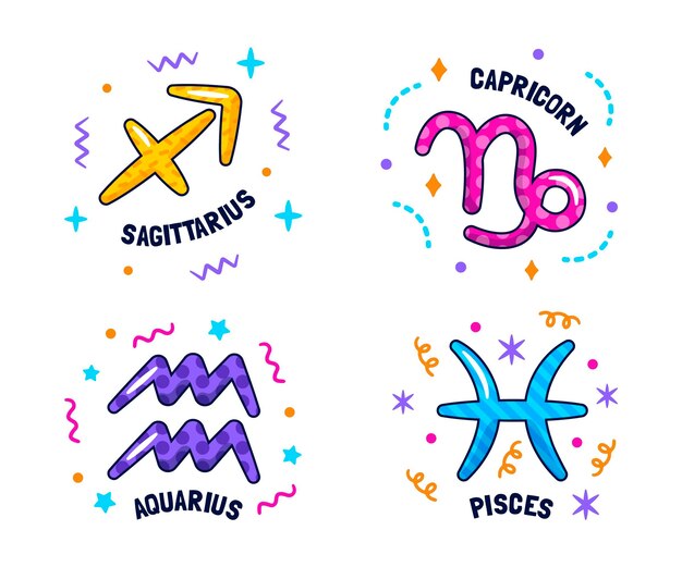 Coleção de signos astrológicos coloridos