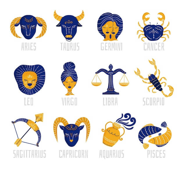 Vetor grátis coleção de signos do zodíaco desenhado à mão