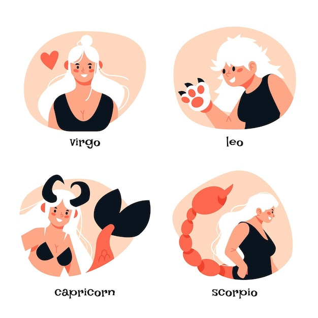 Coleção de signos do zodíaco ilustrada