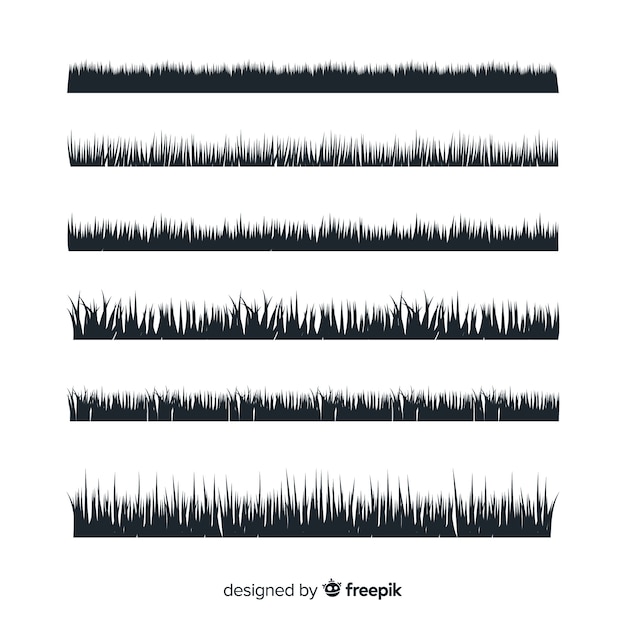 Vetor grátis coleção de silhueta de fronteira grama isolada
