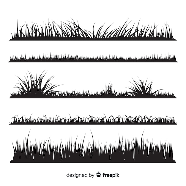 Coleção de silhuetas de fronteira de grama preta