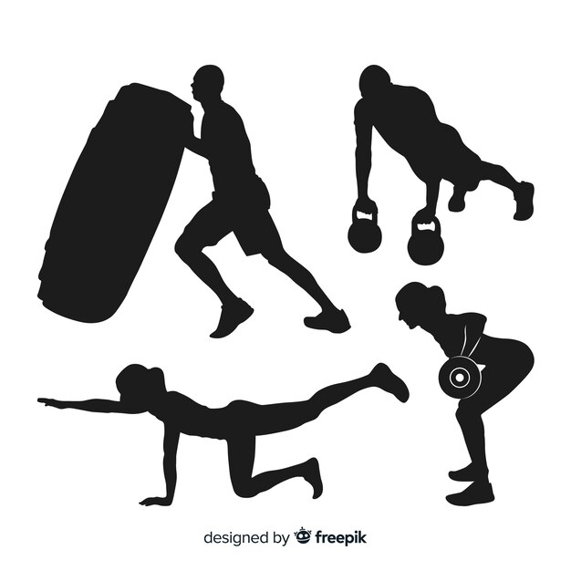 Coleção de silhuetas de treinamento crossfit