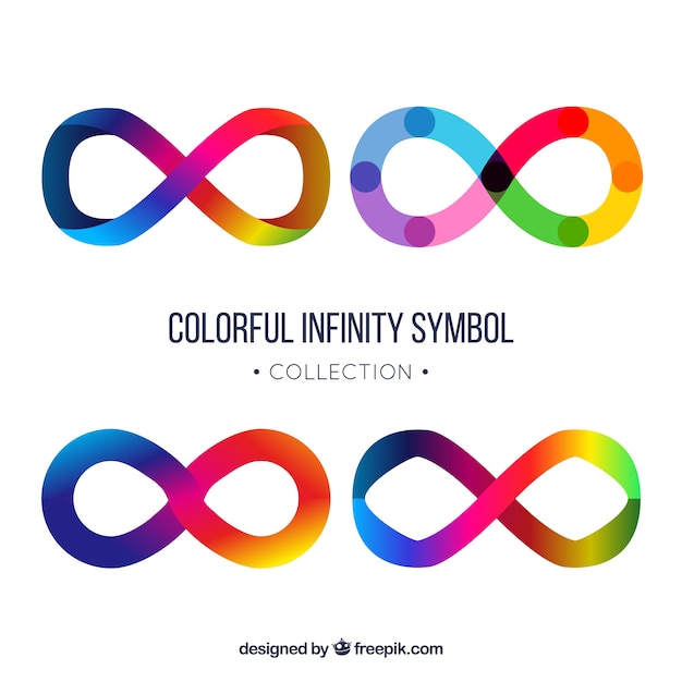 Coleção de símbolo de infinito com cores