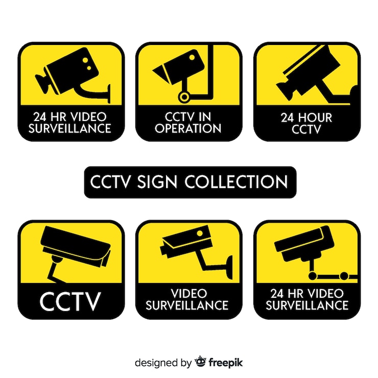 Vetor grátis coleção de sinais de cctv modernos com design plano