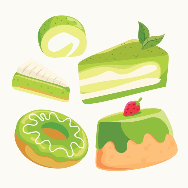Coleção de sobremesa Matcha