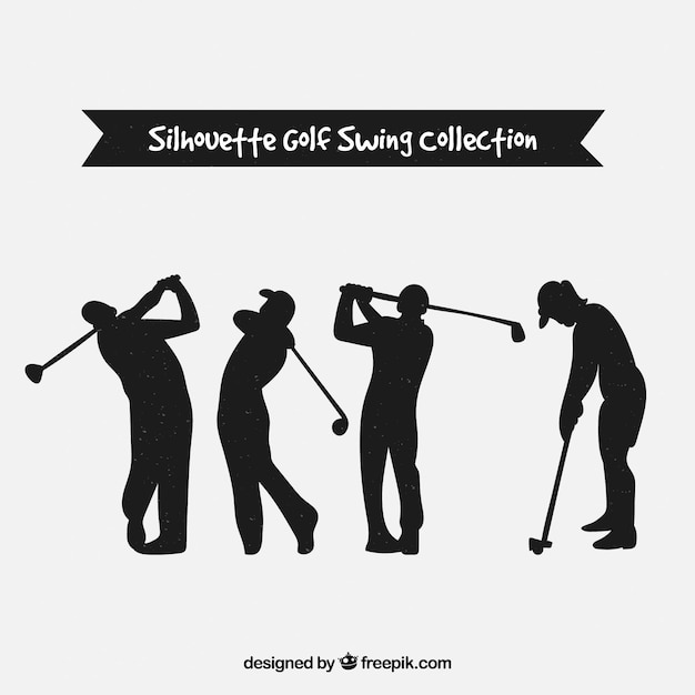 Vetor grátis coleção de swing de golfe com silhueta