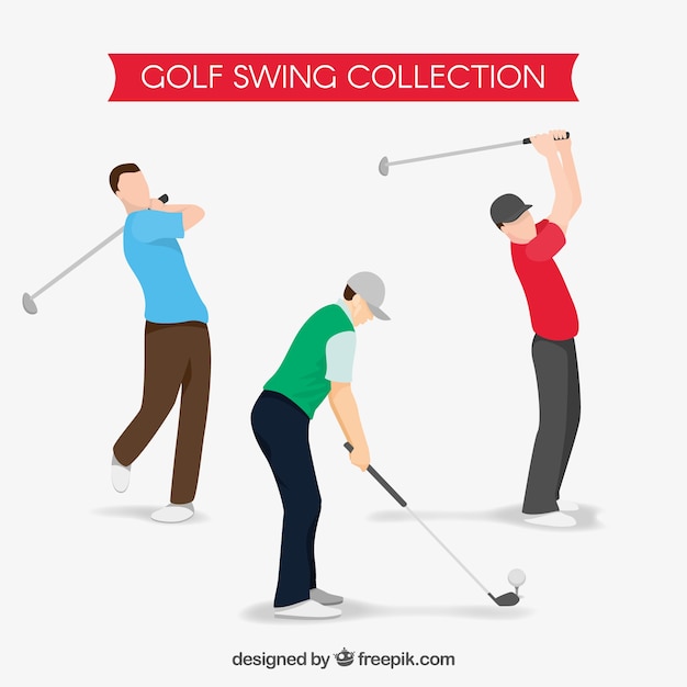 Vetor grátis coleção de swing de golfe