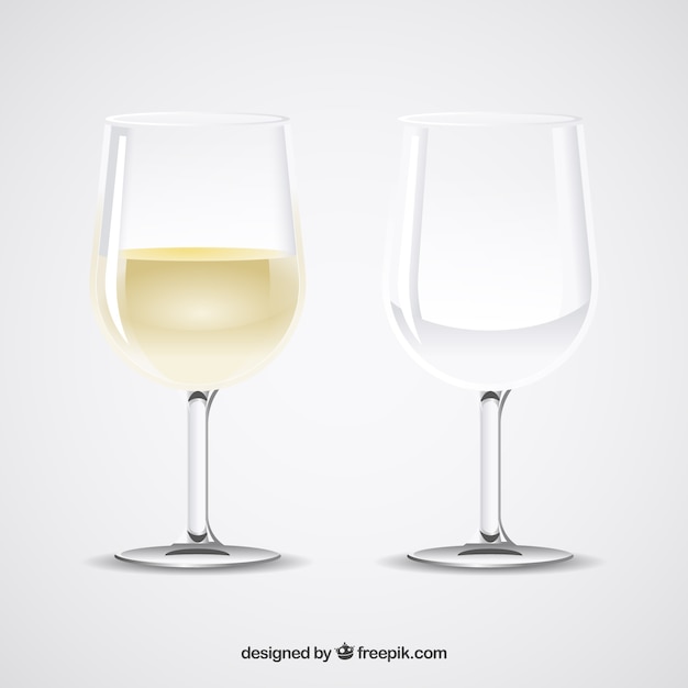 Coleção de taças de vinho em estilo realista