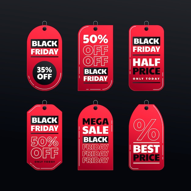 Vetor grátis coleção de tags/banners gradientes para venda na sexta-feira negra