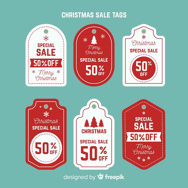 Coleção de tags de venda de natal criativa