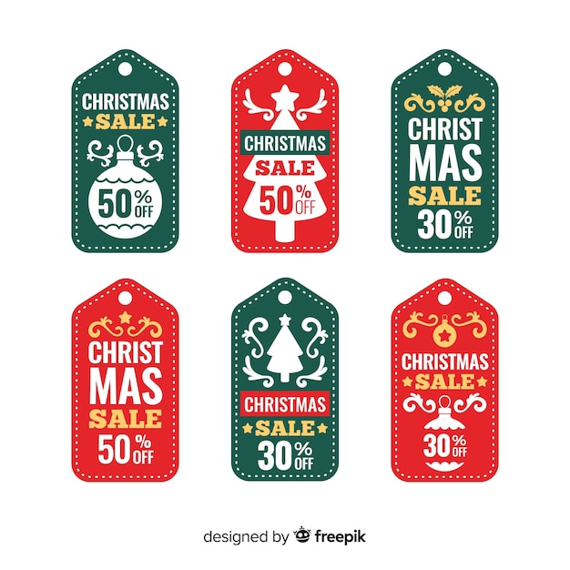 Coleção de tags de venda de natal