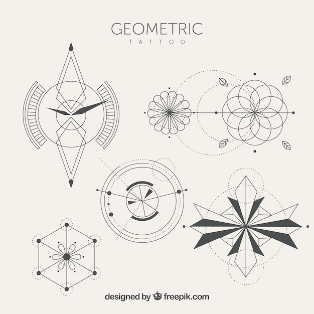 Vetor grátis coleção de tatuagem com formas geométricas