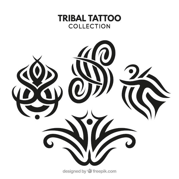 Vetor grátis coleção de tatuagem tribal compacta