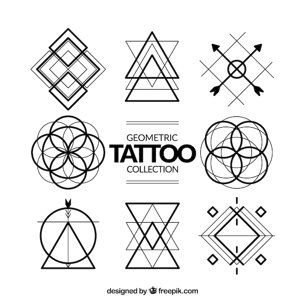 Coleção de tatuagens de símbolos geométricos