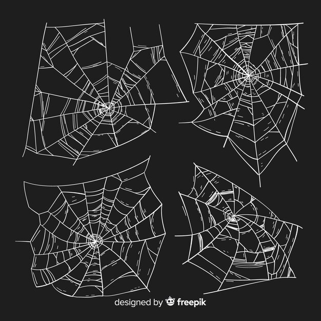 Coleção de teia de aranha de design desenhado de mão