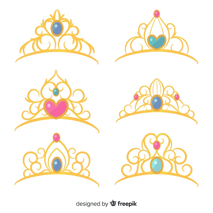 Vetor grátis coleção de tiara princesa dourada