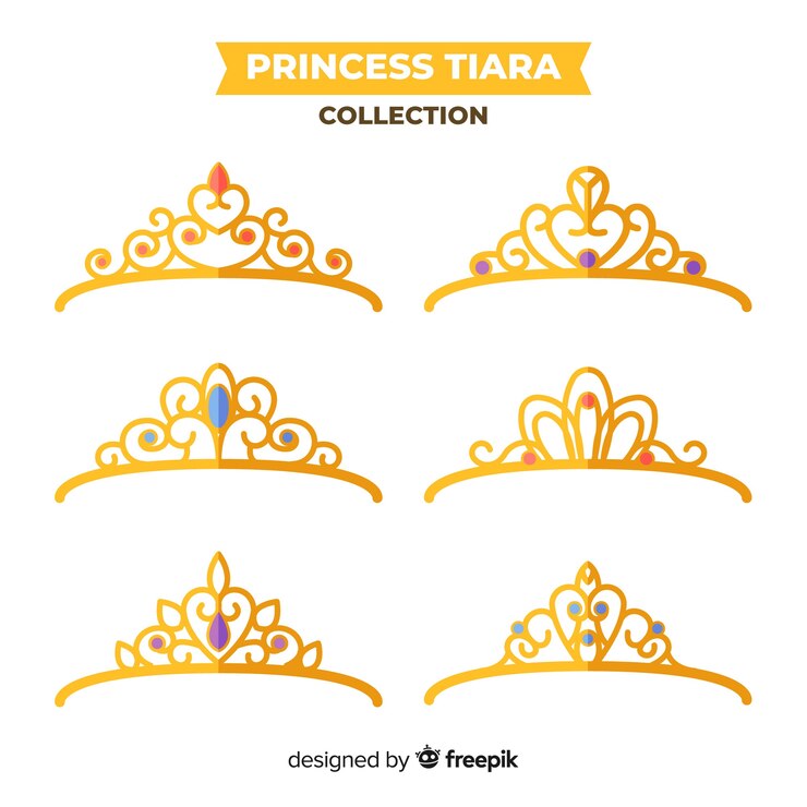 Vetor grátis coleção de tiara princesa dourada