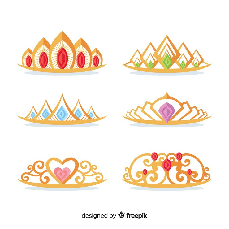 Vetor grátis coleção de tiara princesa dourada