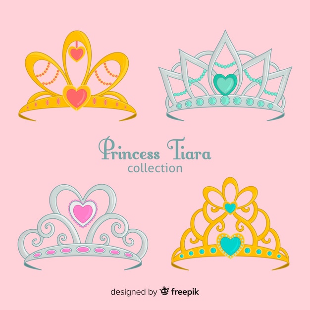 Vetor grátis coleção de tiara princesa dourada