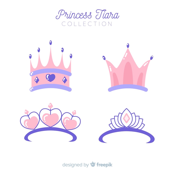 Vetor grátis coleção de tiara princesa rosa