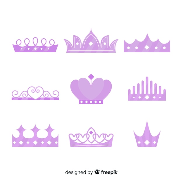 Vetor grátis coleção de tiara princesa roxa