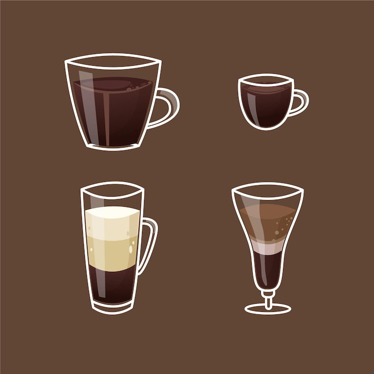 Vetor grátis coleção de tipos de café