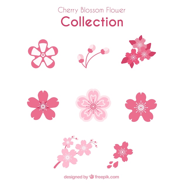 Vetor grátis coleção de variedade de flores de cerejeira