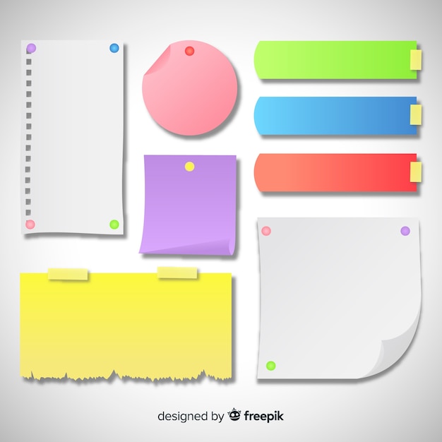 Vetor grátis coleção de vários tipos de notas post em estilo realista