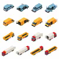 Vetor grátis coleção de veículos de transporte de carga