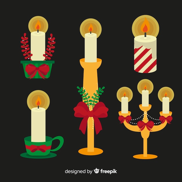 Vetor grátis coleção de velas de natal plana