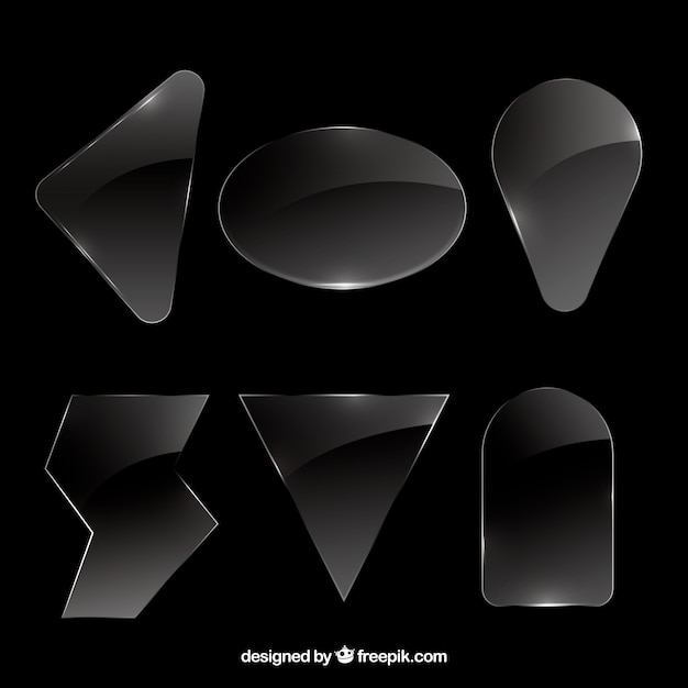 Coleção de vidro com formas diferentes
