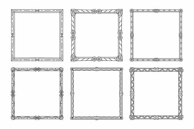 Vetor grátis coleção desenhada de moldura ornamental elegante