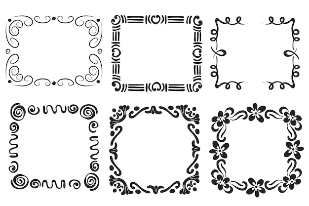 Coleção desenhada de moldura ornamental elegante