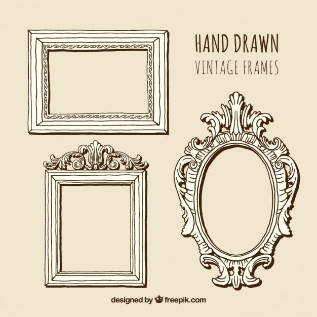 Vetor grátis coleção desenhada mão frames do vintage