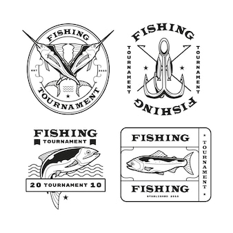 Coleção detalhada de distintivos de pesca vintage
