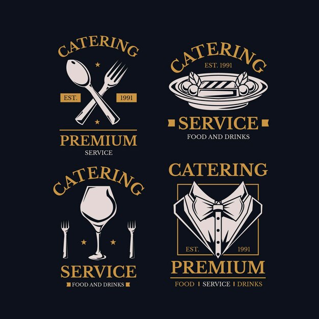 Coleção detalhada de logotipos de catering