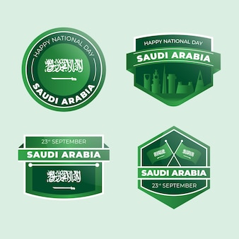 Coleção detalhada de rótulos do dia nacional da saudita