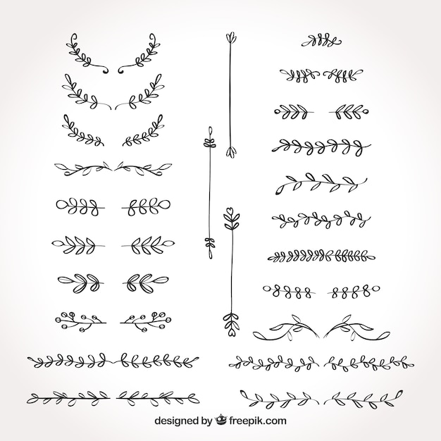 Coleção do divisor de texto retro desenhado a mão