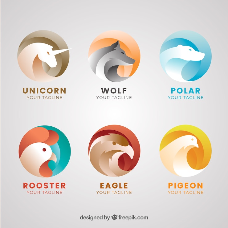 Vetor grátis coleção do logotipo animal abstrato