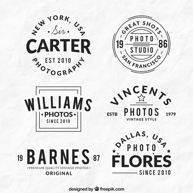 Coleção do logotipo da fotografia do vintage